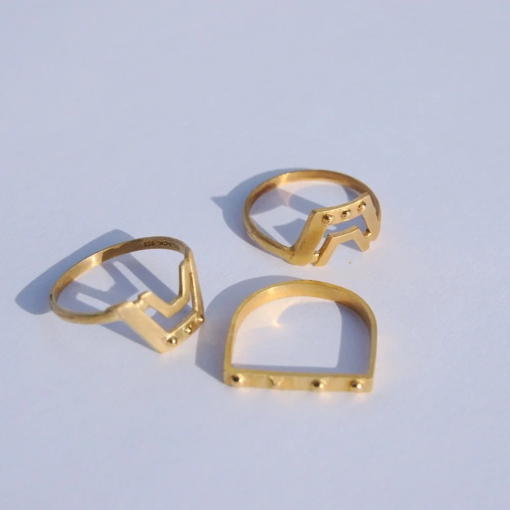 Maria Black stack ring set of 3‎ gold 7.5-8